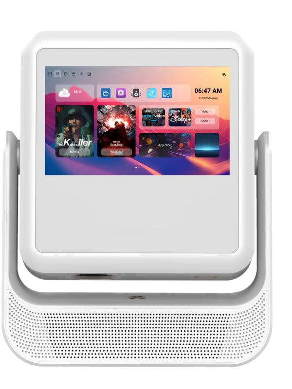 A2 Pro 1080P Smart Projector – Android 12, 8" Touch Screen, Auto Focus & Home Cinema