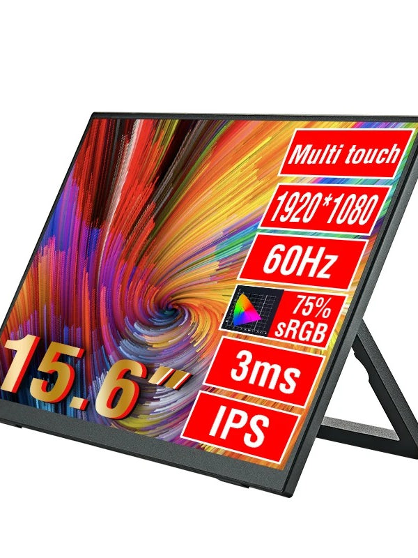 Anmite 15.6-Inch Portable Touch Monitor 1080P HDR 16:9 Low Blue Light For XBox PS4 / 5 Switch Cell Phone PC Loptop Extension