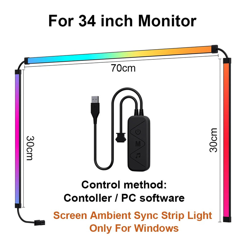 Smart LED TV & PC Backlight Sync RGB Strip Light – DIY Ambient Lighting for Monitors, Gaming, & Holiday Decor