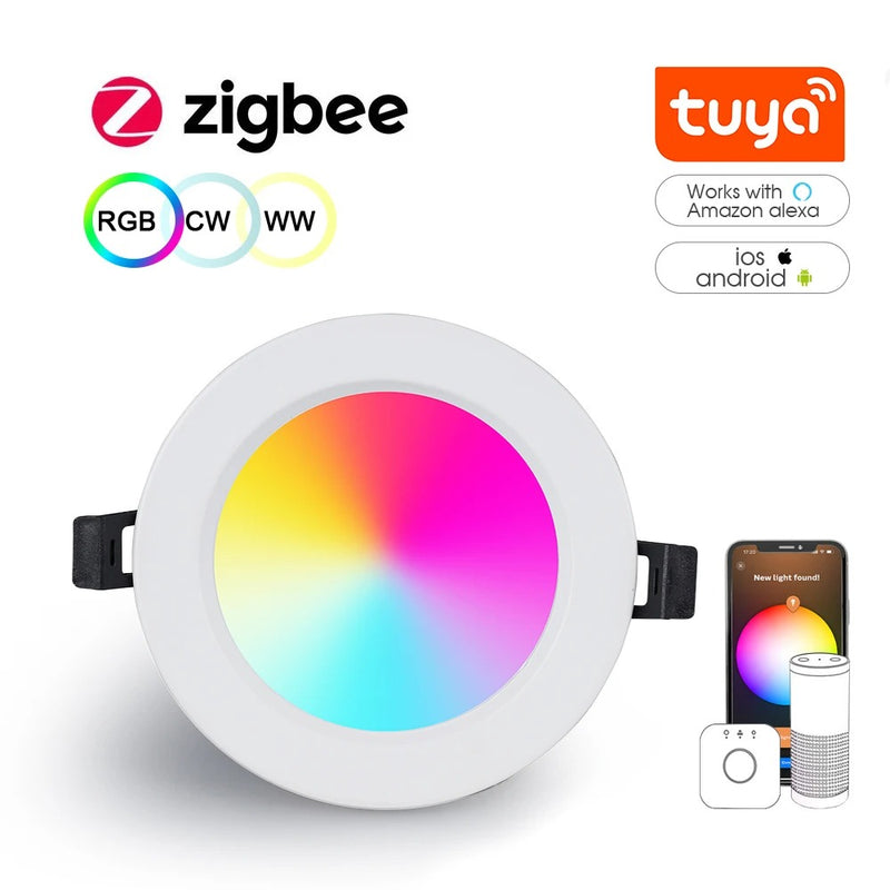 Smart Zigbee 3.0 LED Downlight RGB+CW+WW 4" Round Ceiling Light - Works with Hub, Echo Plus, Alexa Voice Control