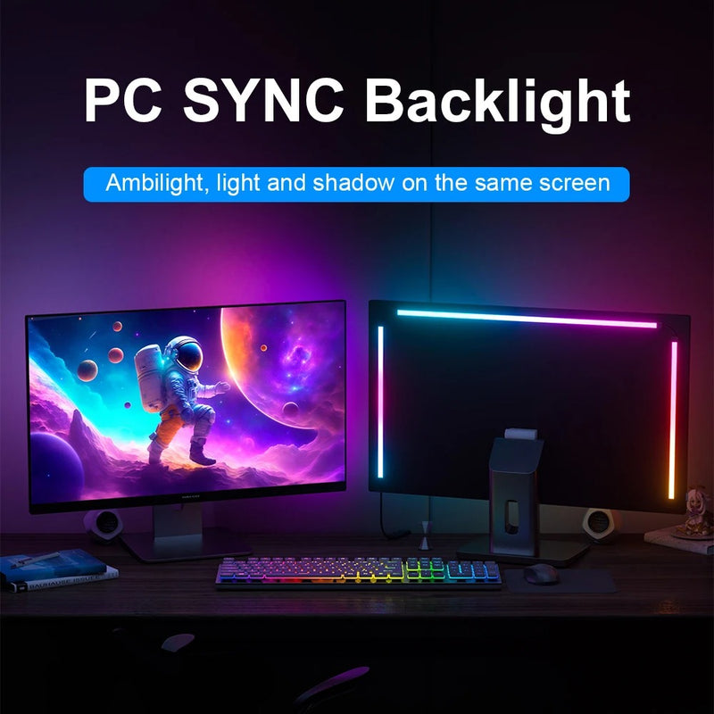 Smart LED TV & PC Backlight Sync RGB Strip Light – DIY Ambient Lighting for Monitors, Gaming, & Holiday Decor