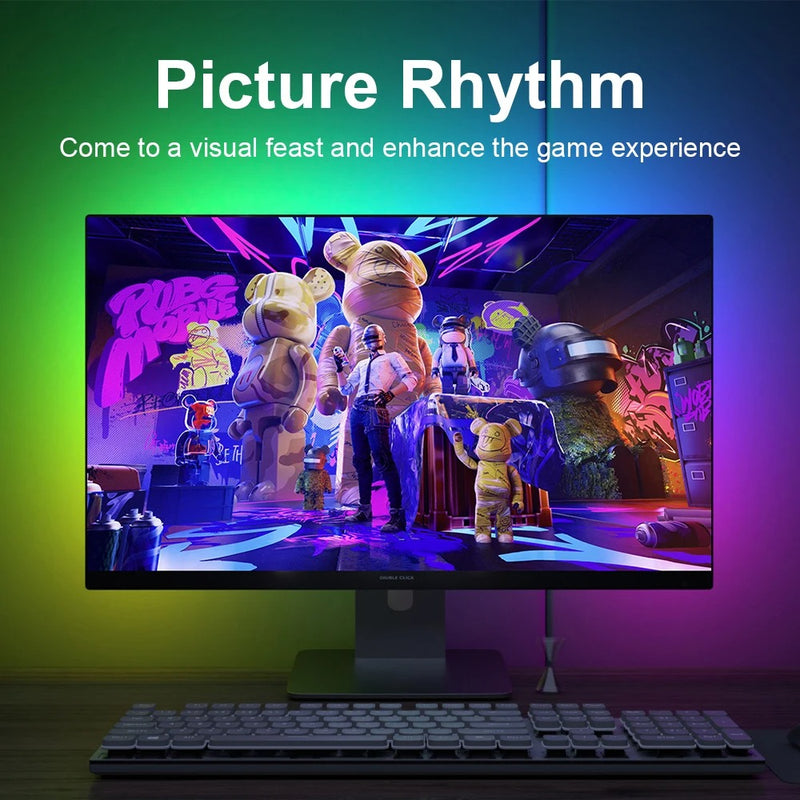 Smart LED TV & PC Backlight Sync RGB Strip Light – DIY Ambient Lighting for Monitors, Gaming, & Holiday Decor