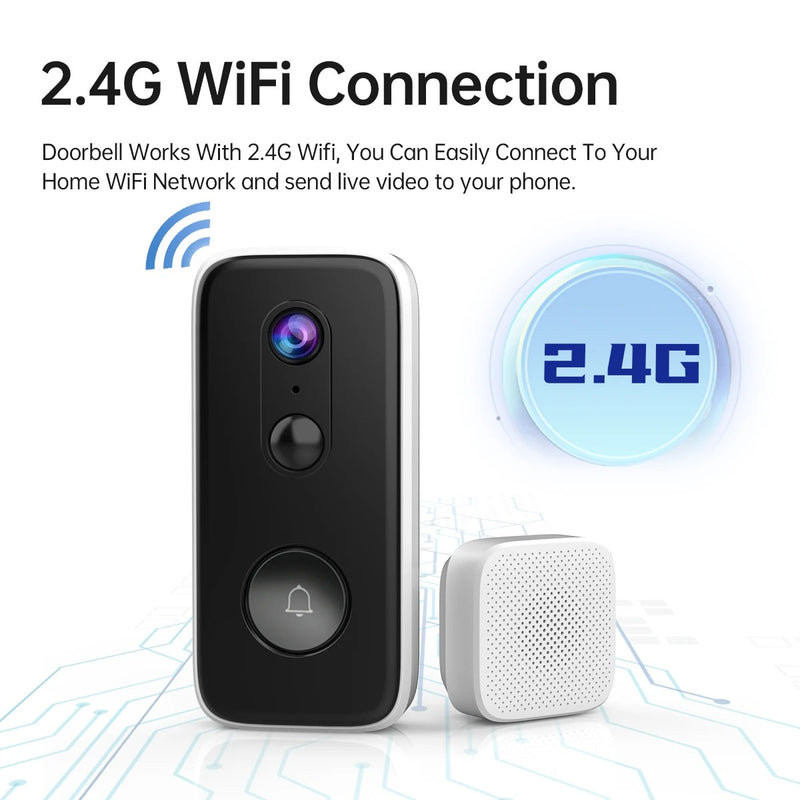 JOOAN 3MP Wireless WiFi Video Doorbell with Camera, Smart Phone Intercom, PIR Motion Detector & Battery – Smart Security Doorbell