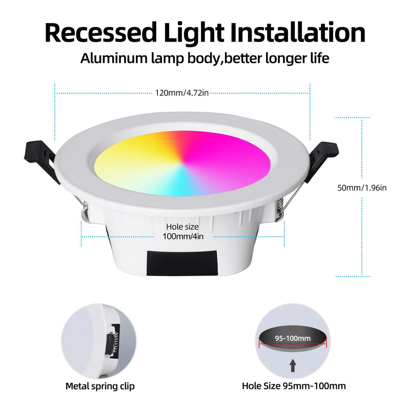 Smart Zigbee 3.0 LED Downlight RGB+CW+WW 4" Round Ceiling Light - Works with Hub, Echo Plus, Alexa Voice Control