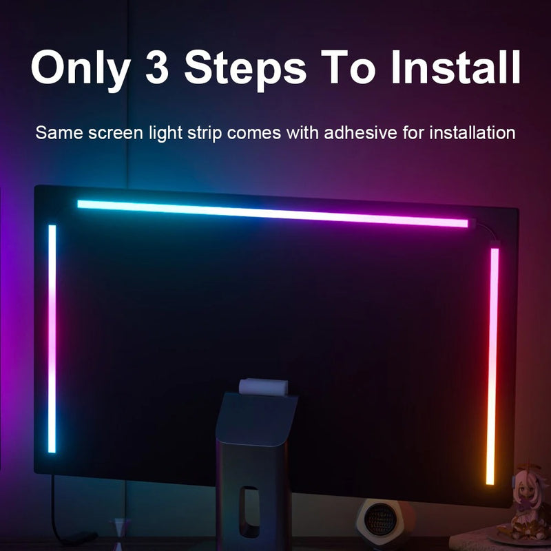 Smart LED TV & PC Backlight Sync RGB Strip Light – DIY Ambient Lighting for Monitors, Gaming, & Holiday Decor