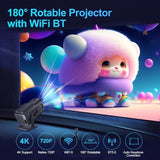 HY320 Mini Projector 720P Android 11 300ANSI WiFi6 BT5.0 4K Cinema Portable 180° Rotatable Home & Outdoor Theater